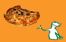 KiiWii the Chameleon tosses a Pizza