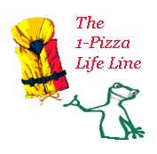 Cartoon chameleon says The 1-Pizza Business Life Lline 
