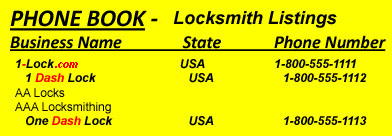 Image of 1-Lock.com listing in PhoneBook 